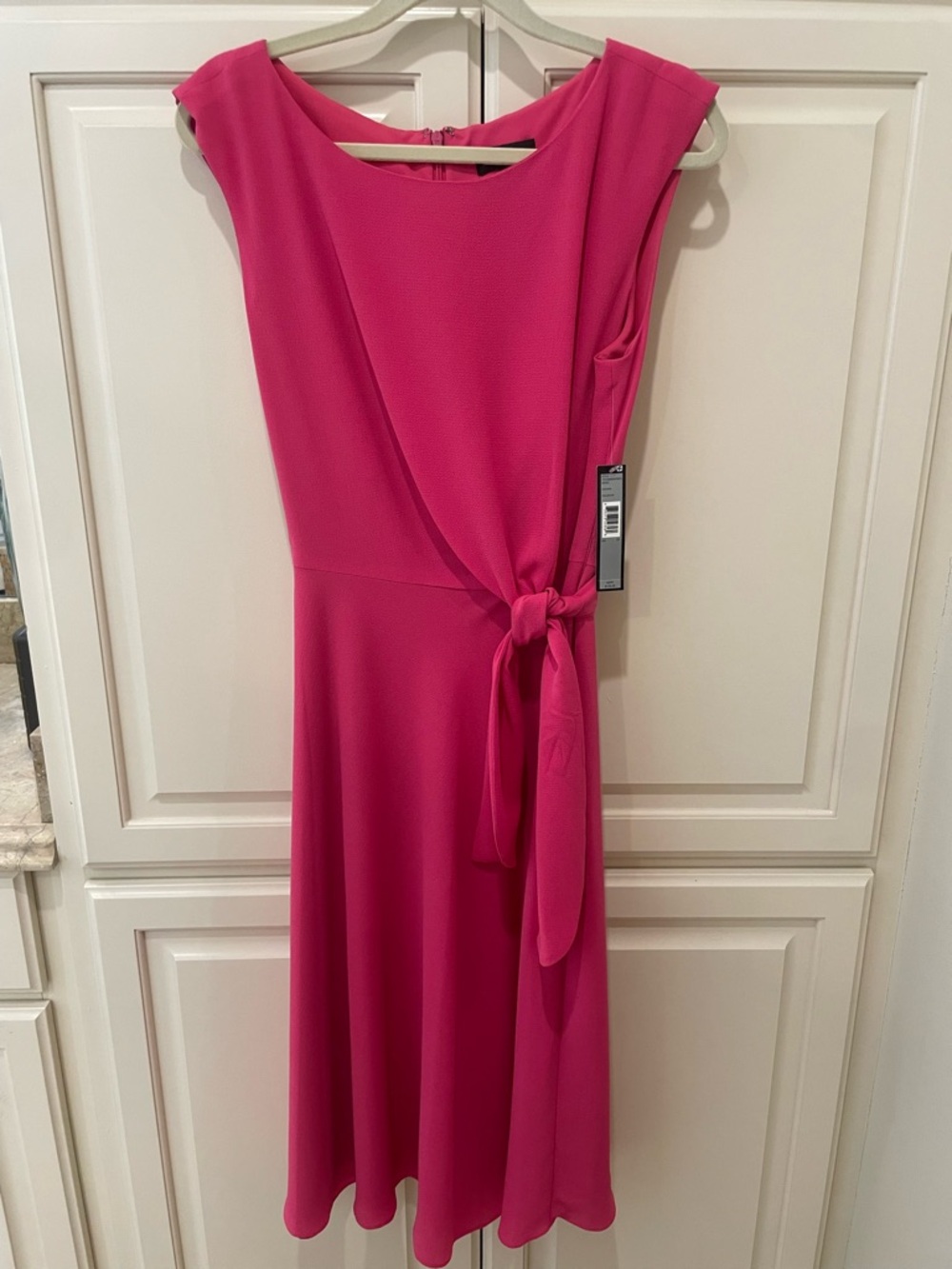 Sleeveless Fuchsia Tie-Waist Midi Dress